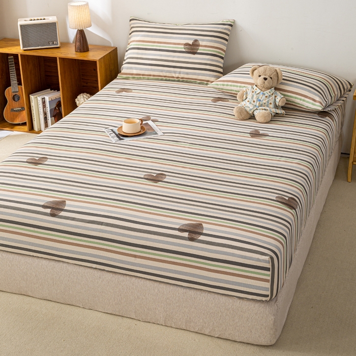 91家纺网 家纺一手货源 找家纺 米柳家纺 2025新款原棉老粗布印花床笠系列 心想乐园床笠款