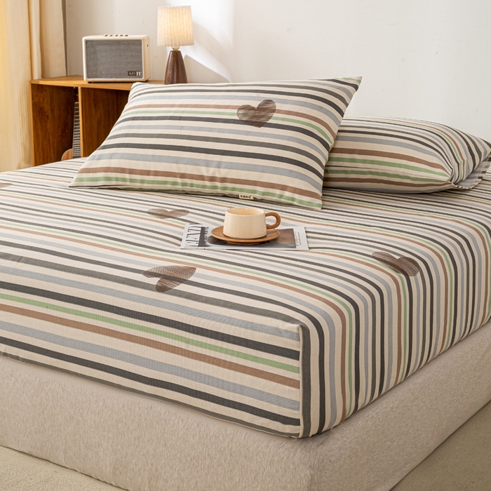 91家纺网 家纺一手货源 找家纺 米柳家纺 2025新款原棉老粗布印花床笠系列 心想乐园床笠款