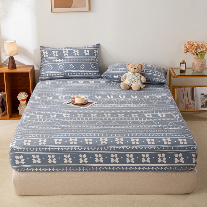 91家纺网 家纺一手货源 找家纺 米柳家纺 2025新款原棉老粗布印花床笠系列 休闲格调床笠款