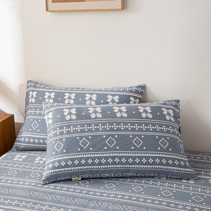 91家纺网 家纺一手货源 找家纺 米柳家纺 2025新款原棉老粗布印花床笠系列 休闲格调床笠款