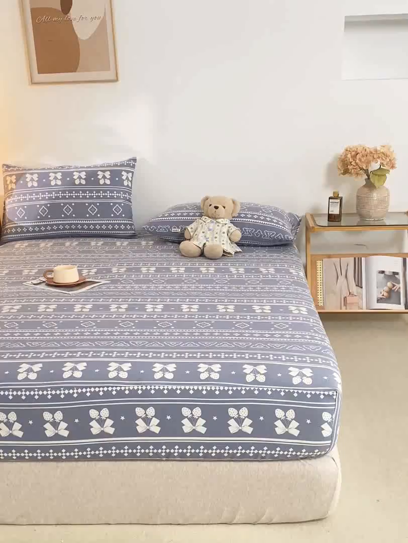 91家纺网 家纺一手货源 找家纺 米柳家纺 2025新款原棉老粗布印花床笠系列 休闲格调床笠款