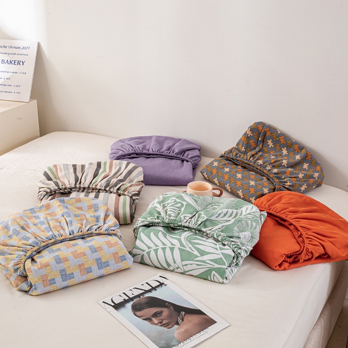 91家纺网 家纺一手货源 找家纺 米柳家纺 2025新款原棉老粗布印花床笠系列 组合