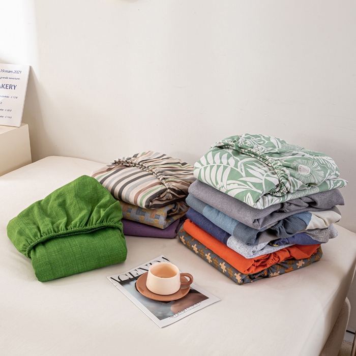 91家纺网 家纺一手货源 找家纺 米柳家纺 2025新款原棉老粗布印花床笠系列 组合