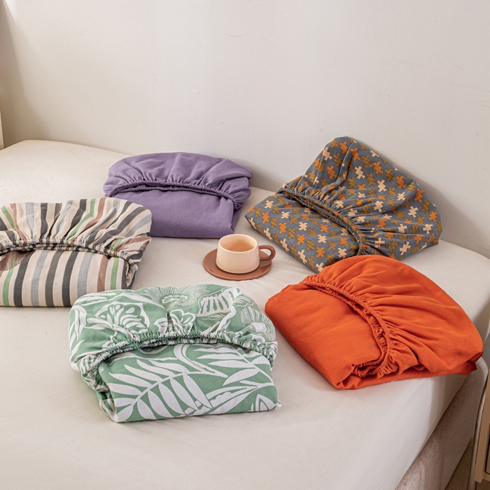 91家纺网 家纺一手货源 找家纺 米柳家纺 2025新款原棉老粗布印花床笠系列 组合