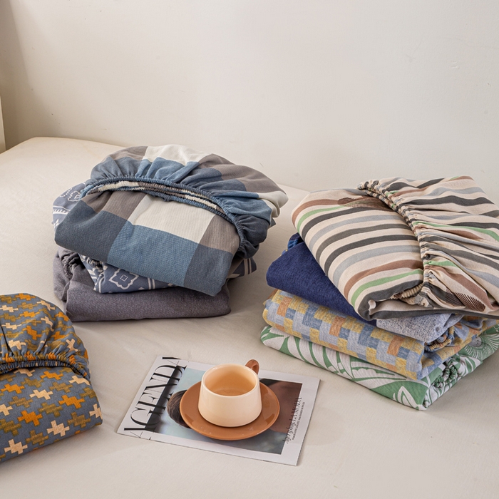 91家纺网 家纺一手货源 找家纺 米柳家纺 2025新款原棉老粗布印花床笠系列 组合