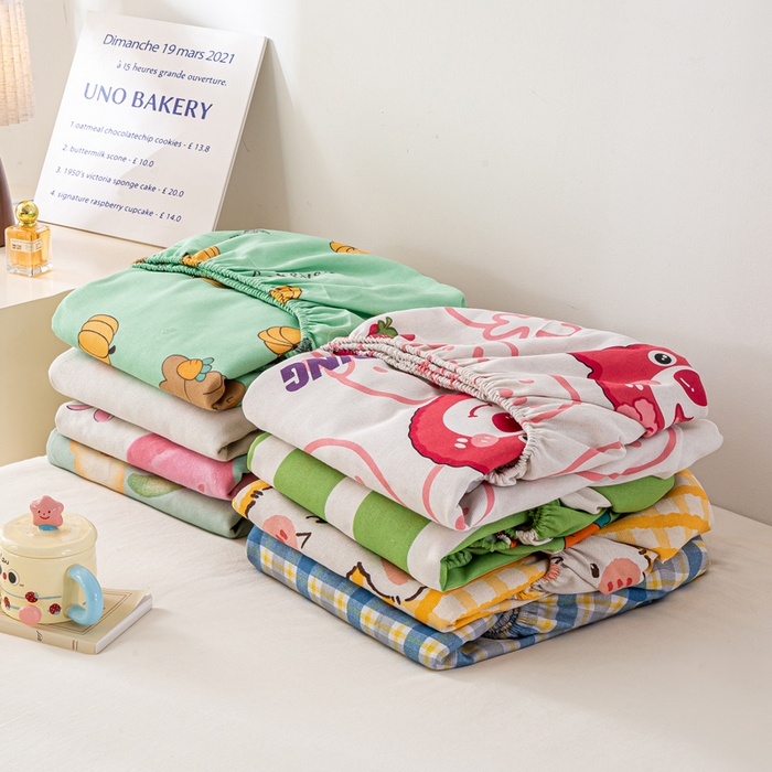 91家纺网 家纺一手货源 找家纺 米柳家纺 2025新款原棉老粗布印花床笠系列 组合