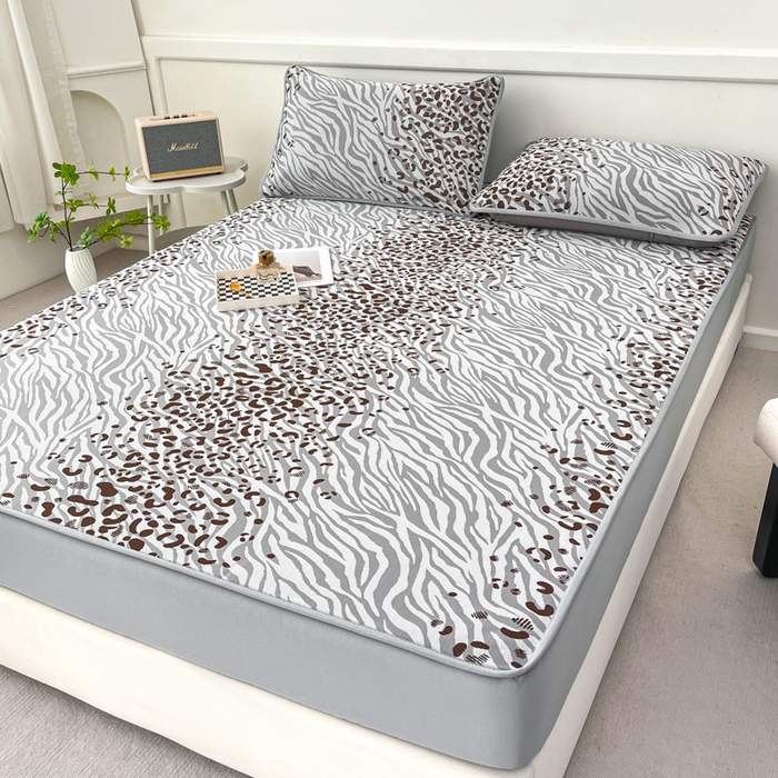 91家纺网 家纺一手货源 找家纺 子曰 2025新款高定版A类PE聚乙烯凉感凉席提花凉席床笠 魅野-灰