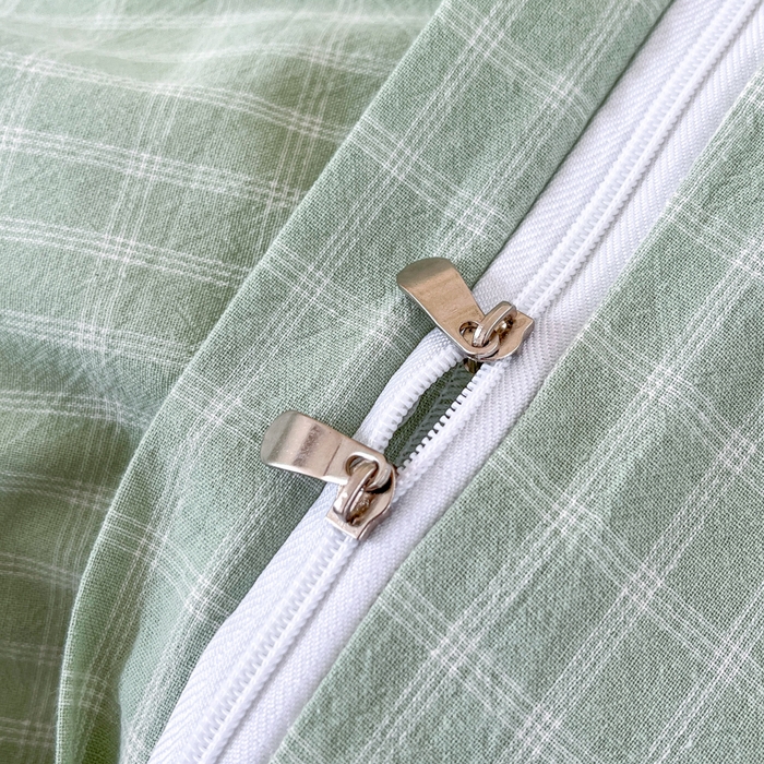 91家纺网 家纺一手货源 找家纺 金窝窝家纺 2025新款纯棉水洗棉四件套 春意盎然淡绿色