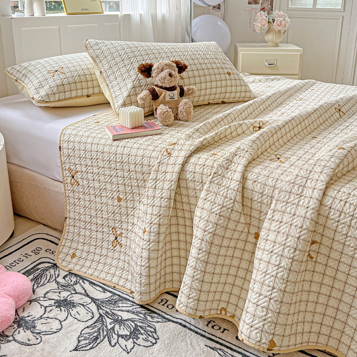 91家纺网 家纺一手货源 找家纺 羽爱家纺 2025新款A类双面全棉印花床盖套件 极简主义