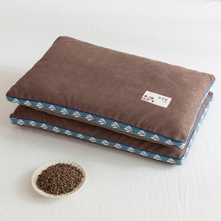 大熊枕芯  2025新款舒适清爽透气麻绒荞麦枕 全荞麦亚麻枕-浅咖48*74cm/只