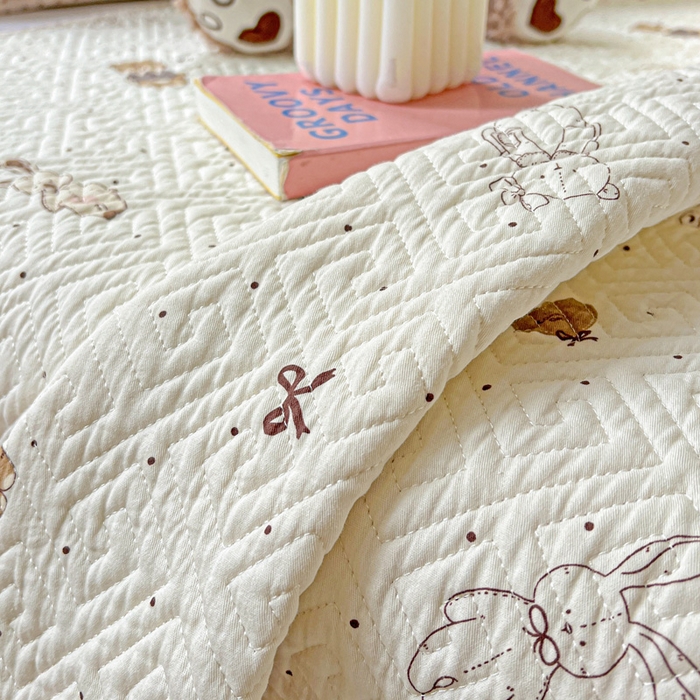 91家纺网 家纺一手货源 找家纺 羽爱家纺 2025新款A类双面全棉印花床盖套件 甜心派对