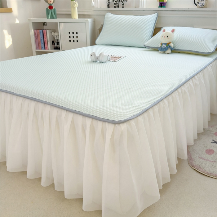 91家纺网 家纺一手货源 找家纺 （总）丝幔家纺 2025新款A类冰豆豆凉豆豆花边款凉席床裙