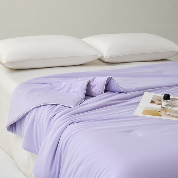 91家纺网 家纺一手货源 找家纺 欧邦 2025新款全消光冰皮凉感锦氨夏被 安娜紫