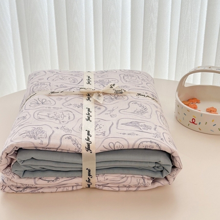 91家纺网 家纺一手货源 找家纺 塞纳 2026新款.全棉有氧双层纱四件套-场景二-浪漫主义-兰