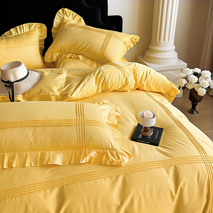 91家纺网 家纺一手货源 找家纺 （总）花香四季家纺 2025新款全棉13376公主风纯棉法式手工立体线条四件套