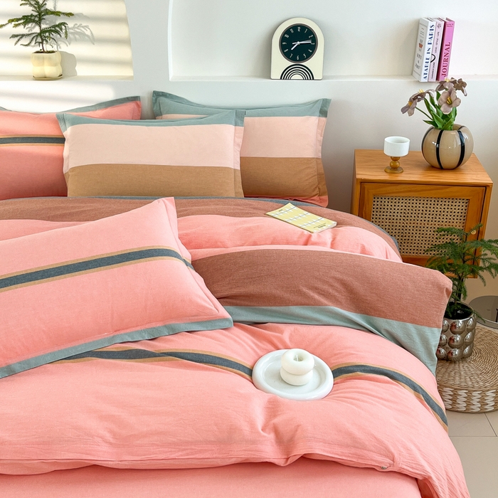 91家纺网 家纺一手货源 找家纺 金窝窝家纺 2025新款纯棉水洗棉四件套 巴黎彩格