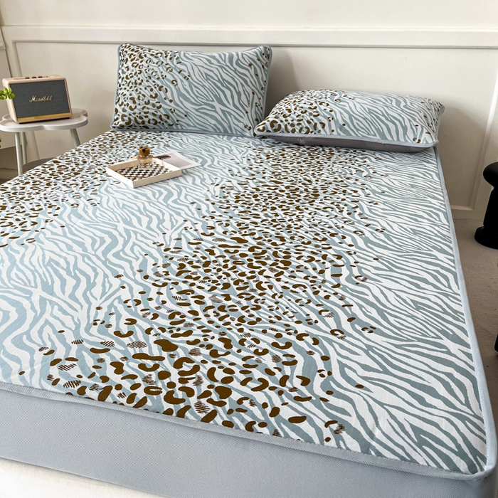 91家纺网 家纺一手货源 找家纺 子曰 2025新款高定版A类PE聚乙烯凉感凉席提花凉席床笠 魅野-蓝【床笠款】