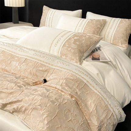 91家纺网 家纺一手货源 找家纺 （总）床绮 2025新款水洗真丝提花春日集四件套