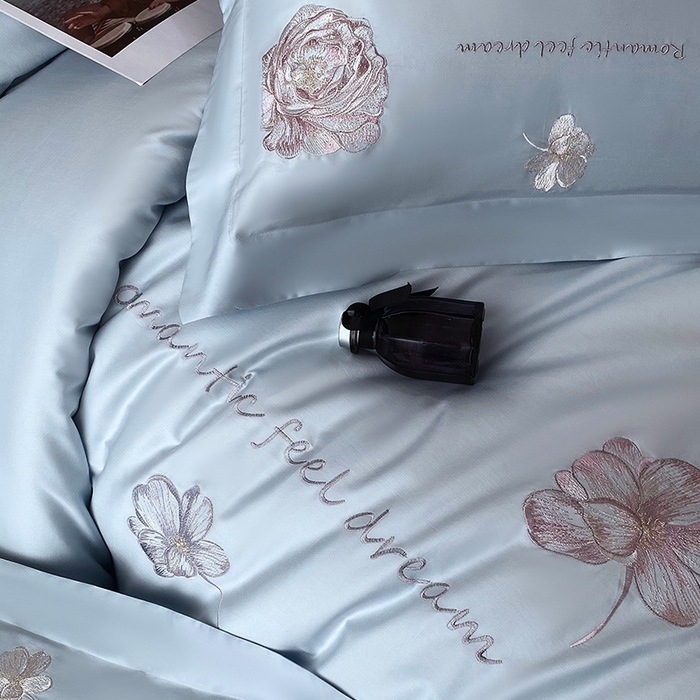 91家纺网 家纺一手货源 找家纺 优悦生活馆 2025新款全棉长绒棉四件套-梦想花园 梦想花园-海峰蓝