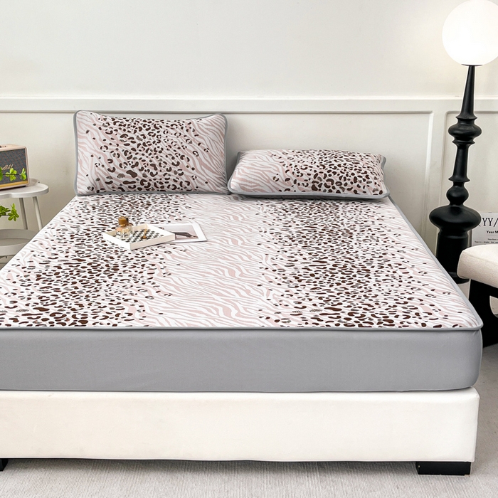 91家纺网 家纺一手货源 找家纺 子曰 2025新款高定版A类PE聚乙烯凉感凉席提花凉席床笠 魅野-粉【床笠款】