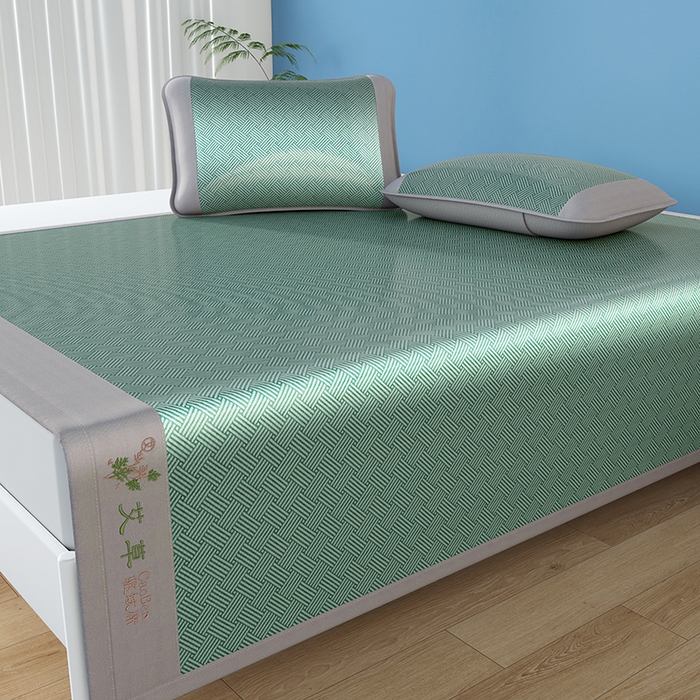 91家纺网 家纺一手货源 找家纺 席之家 2025新款凉感艾草冰藤席凉席席子 饼干花-绿色