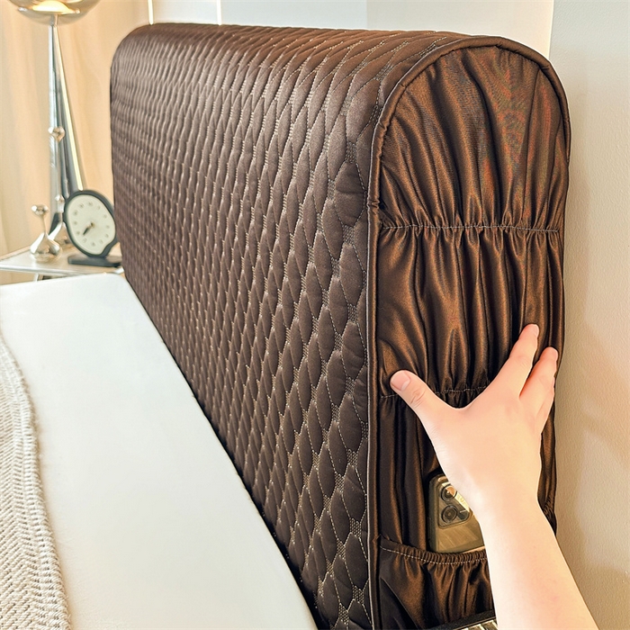 91家纺网 家纺一手货源 找家纺 情恒家纺 2025夏季款亮光布加厚双面用床头罩 深棕咖