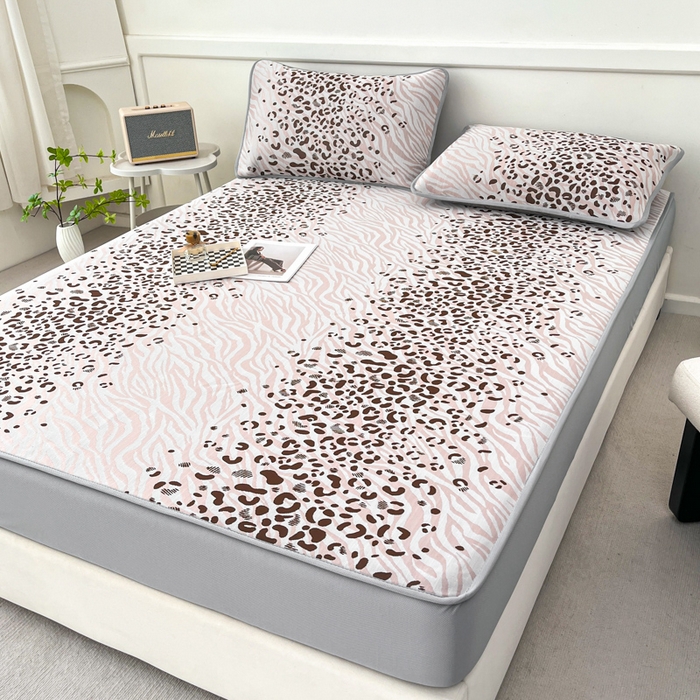 91家纺网 家纺一手货源 找家纺 子曰 2025新款高定版A类PE聚乙烯凉感凉席提花凉席床笠 魅野-粉