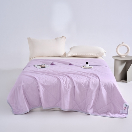 91家纺网 家纺一手货源 找家纺 晚爱  2025A类氨纶凉感天丝夏被纯色印花冰淇淋夏凉被可机洗空调被 CS淡雅紫