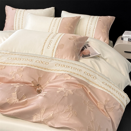 91家纺网 家纺一手货源 找家纺 （总）床绮 2025新款水洗真丝提花春日集四件套