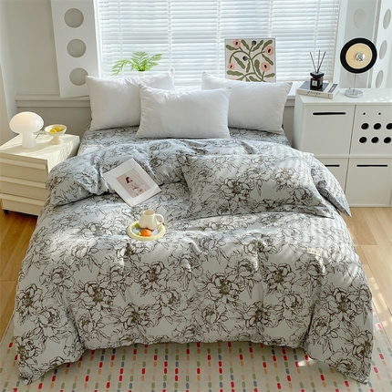 凯磊2025新款老粗布印花单品被套被套单件 灰调花影