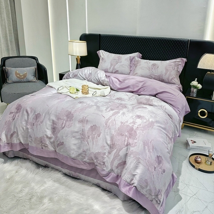 91家纺网 家纺一手货源 找家纺 博尔菲 2025新款天丝棉四件套天丝四件套轻奢风四件套 暮云紫