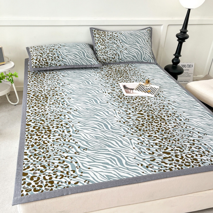 91家纺网 家纺一手货源 找家纺 子曰 2025新款高定版A类PE聚乙烯凉感凉席提花凉席 魅野-蓝