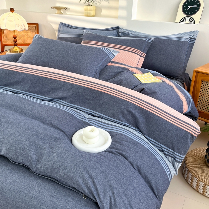 91家纺网 家纺一手货源 找家纺 金窝窝家纺 2025新款纯棉水洗棉四件套 巴黎灰