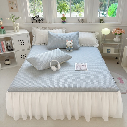 91家纺网 家纺一手货源 找家纺 （总）丝幔家纺 2025新款A类冰豆豆凉豆豆花边款凉席床裙