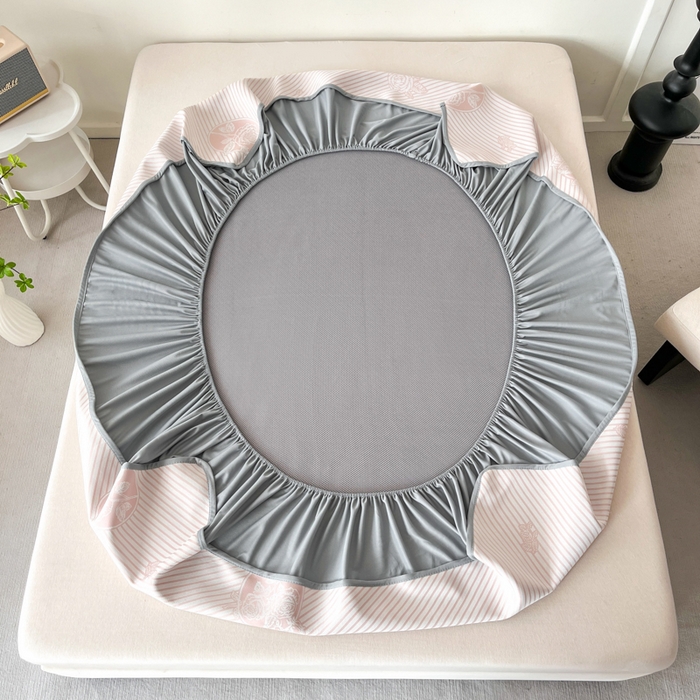 91家纺网 家纺一手货源 找家纺 子曰 2025新款高定版A类PE聚乙烯凉感凉席提花凉席床笠 玫瑰-粉【床笠款】