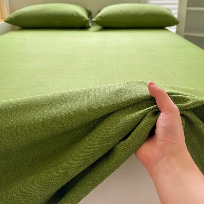 91家纺网 家纺一手货源 找家纺 晓时候 2025原棉老粗布床单凉席三件套软凉席子单床单 简约绿