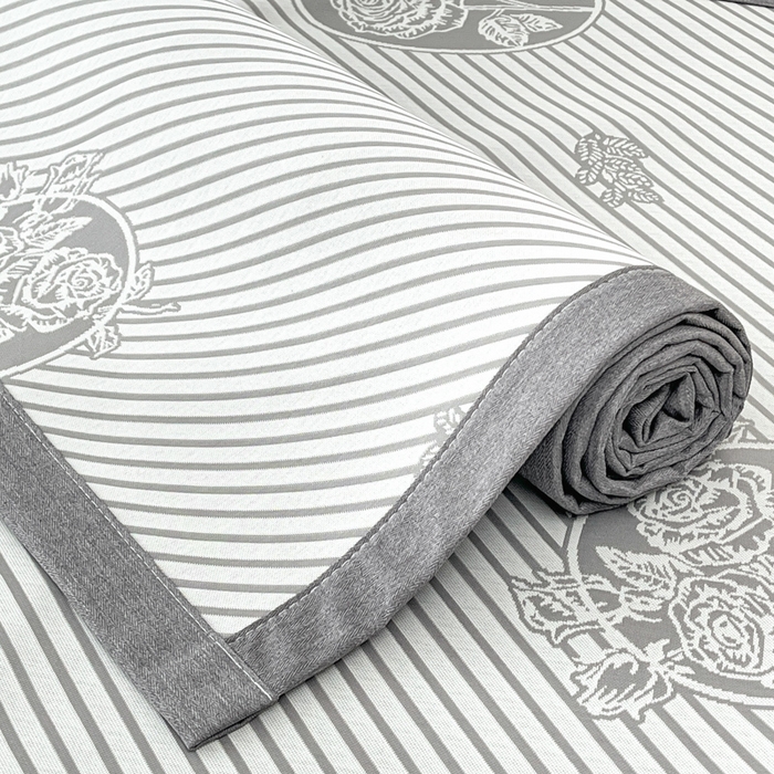 91家纺网 家纺一手货源 找家纺 子曰 2025新款高定版A类PE聚乙烯凉感凉席提花凉席 玫瑰-灰