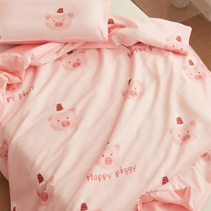 91家纺网 家纺一手货源 找家纺 艾佳宝贝 2025新款A类全棉纯棉儿童单枕套多尺寸可拆式枕头 乖巧萌猪