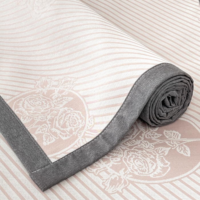 91家纺网 家纺一手货源 找家纺 子曰 2025新款高定版A类PE聚乙烯凉感凉席提花凉席床笠 玫瑰-粉【平铺款】