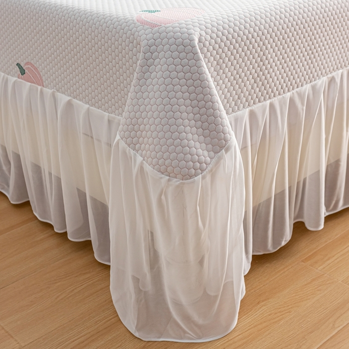 91家纺网 家纺一手货源 找家纺 春寻家纺 2025新款凉豆豆冰丝凉席席子-床裙款 南瓜