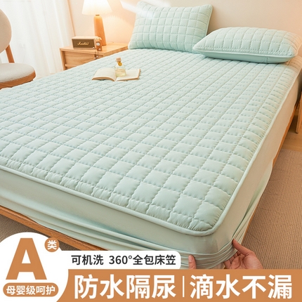 91家纺网 家纺一手货源 找家纺 （总）柔品 2025春夏新款曲线格夹棉防水单床笠床笠单件