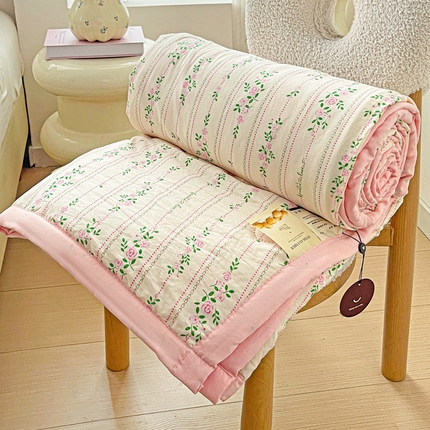 富艺隆 2025新款水洗棉印花夏被 心跳回声