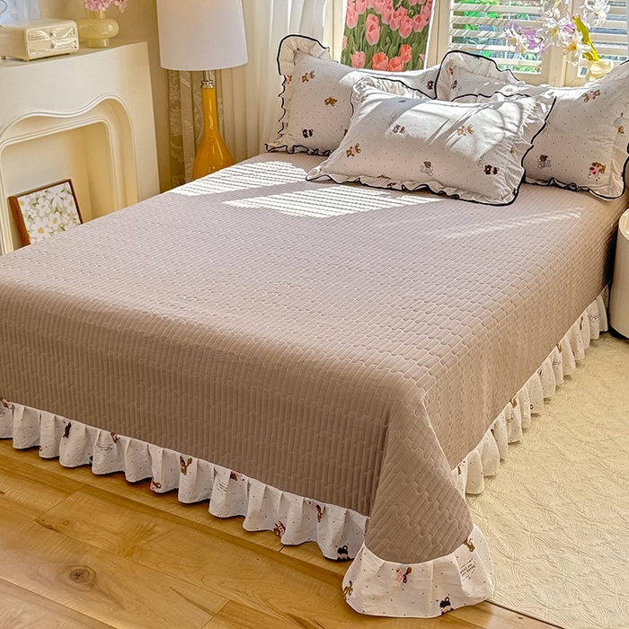 91家纺网 家纺一手货源 找家纺 韩约家纺 2025新款1皱皱纱时尚花边款四件套 罗纳星河