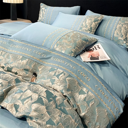 91家纺网 家纺一手货源 找家纺 （总）床绮 2025新款水洗真丝提花春日集四件套