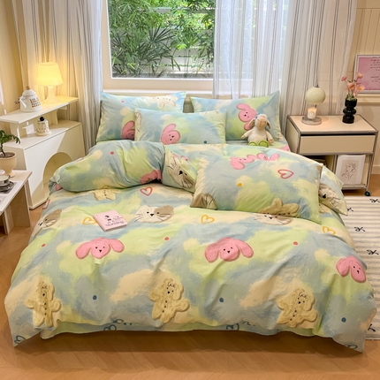 91家纺网 家纺一手货源 找家纺 （总）吉象家纺13070全棉四件套纯棉四件套直播小清新男孩女