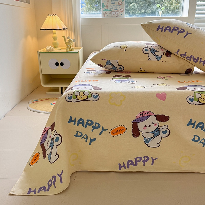 91家纺网 家纺一手货源 找家纺 晓时候 2025原棉老粗布床单凉席三件套软凉席子单床单 酷狗