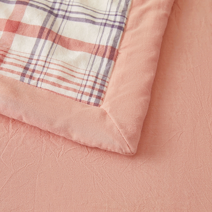 91家纺网 家纺一手货源 找家纺 创优家纺 2025新款无印风格子新疆棉夏被空调被纯棉花被夏被子薄被芯水洗棉包检测 星空粉