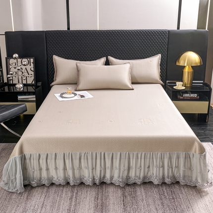 青雅席业 2025年新款凉感因子母婴级凉感丝豆豆席床裙款 床裙香奈儿-香槟