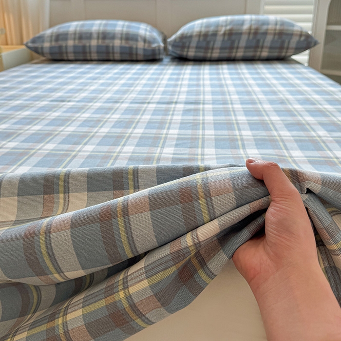 91家纺网 家纺一手货源 找家纺 晓时候 2025原棉老粗布床单凉席三件套软凉席子单床单 简兮蓝