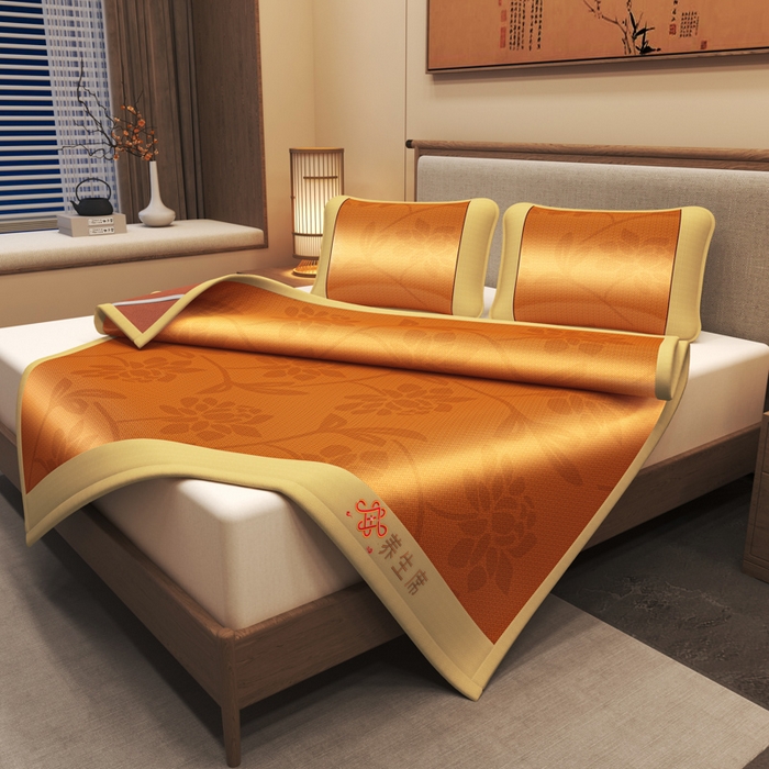 91家纺网 家纺一手货源 找家纺 迪乐妮 2025新款藤席养身席 单面席—繁花锦